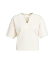 Load image into Gallery viewer, Yaya - Knitted top with bomber collar and short sleeves in Cream