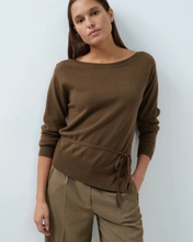 Load image into Gallery viewer, Yaya - Fine-knit sweater with boat neckline and tie detail