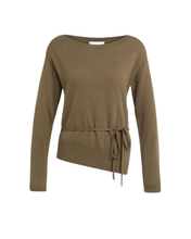 Load image into Gallery viewer, Yaya - Fine-knit sweater with boat neckline and tie detail