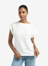 Load image into Gallery viewer, Yaya - Basic mixed fabric top with round neck and cap sleeves