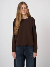 Load image into Gallery viewer, Repeat - Modal-Cotton French Terry Top With Rolled Hem in Cocoa