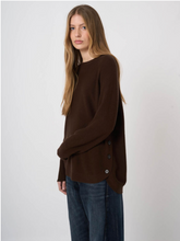 Load image into Gallery viewer, Repeat - Wool-Cashmere Rib Sweater With Wide Boat Neck in Chocolate