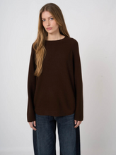 Load image into Gallery viewer, Repeat - Wool-Cashmere Rib Sweater With Wide Boat Neck in Chocolate