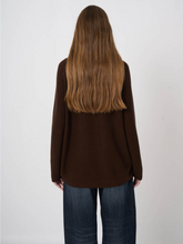 Load image into Gallery viewer, Repeat - Wool-Cashmere Rib Sweater With Wide Boat Neck in Chocolate