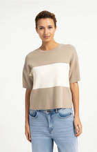 Load image into Gallery viewer, Yaya - Knitted top with block stripes and short sleeves