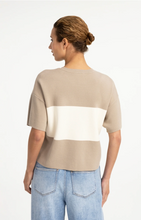 Load image into Gallery viewer, Yaya - Knitted top with block stripes and short sleeves