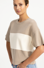 Load image into Gallery viewer, Yaya - Knitted top with block stripes and short sleeves