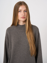 Load image into Gallery viewer, Repeat - Wool-Cashmere Terry Knit Sweater With Mock Neck in Grey