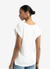 Load image into Gallery viewer, Yaya - Basic mixed fabric top with round neck and cap sleeves