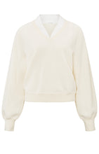 Load image into Gallery viewer, Yaya - Sweater with V-neck, long balloon sleeves and woven details
