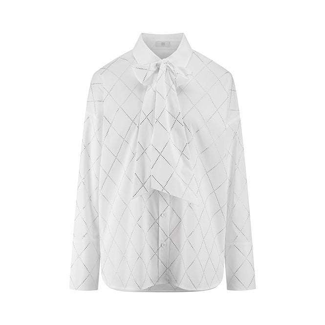 Riani - Poplin Blouse With Ruffles And Rhinestone Trim