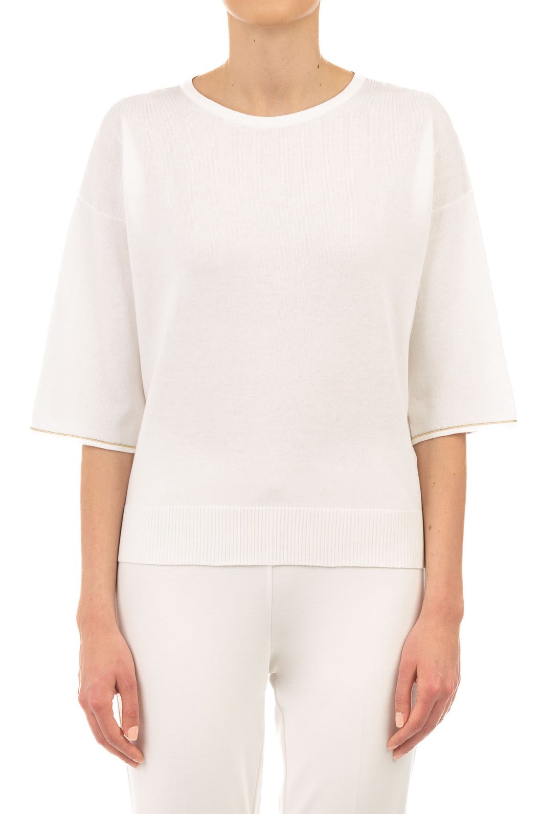 Le Tricot Perugia - Beaded Knit Top in White