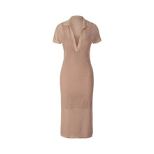 Load image into Gallery viewer, Riani - Net Knitted Polo Dress in Sand
