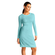 Load image into Gallery viewer, Riani - Jagged Patterned Knitted Dress in Aqua
