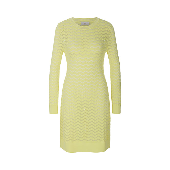 Riani - Jagged Patterned Knitted Dress in Lemon
