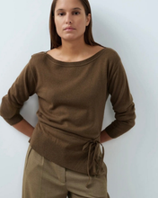 Load image into Gallery viewer, Yaya - Fine-knit sweater with boat neckline and tie detail
