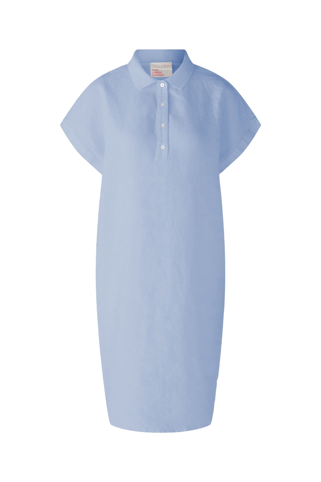 Oui - Linen Dress with Jersey Patch in Pale Blue