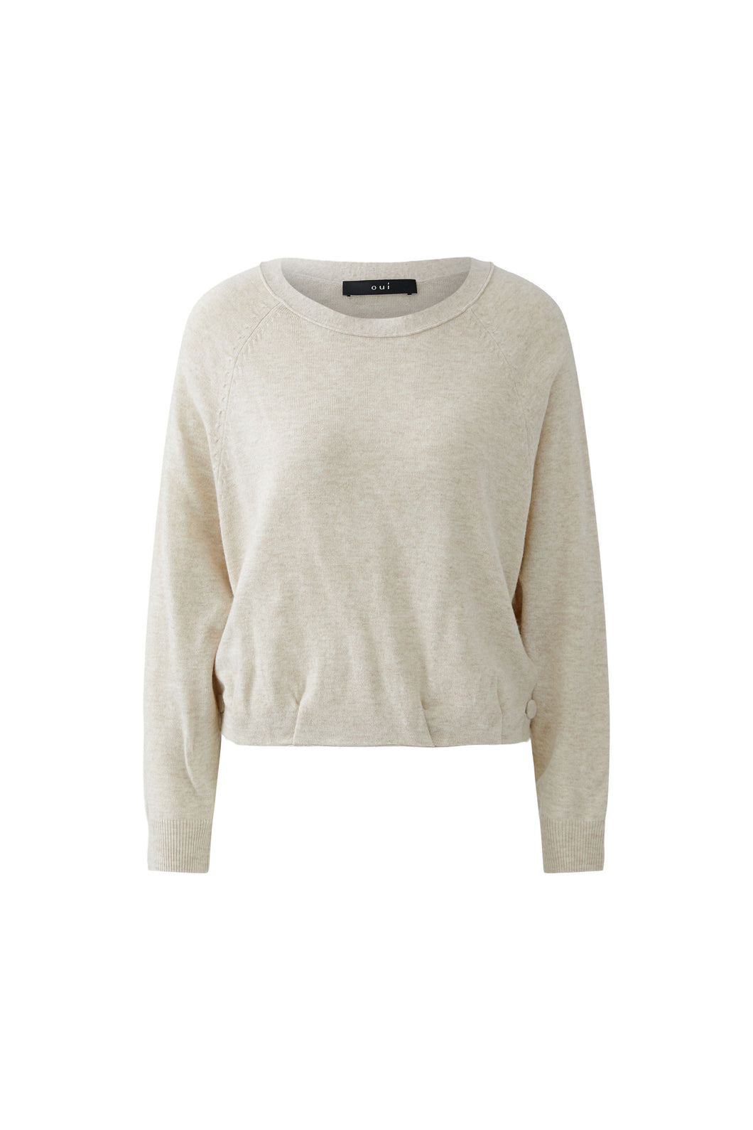 Oui - Fine Knit Jumper in Natural