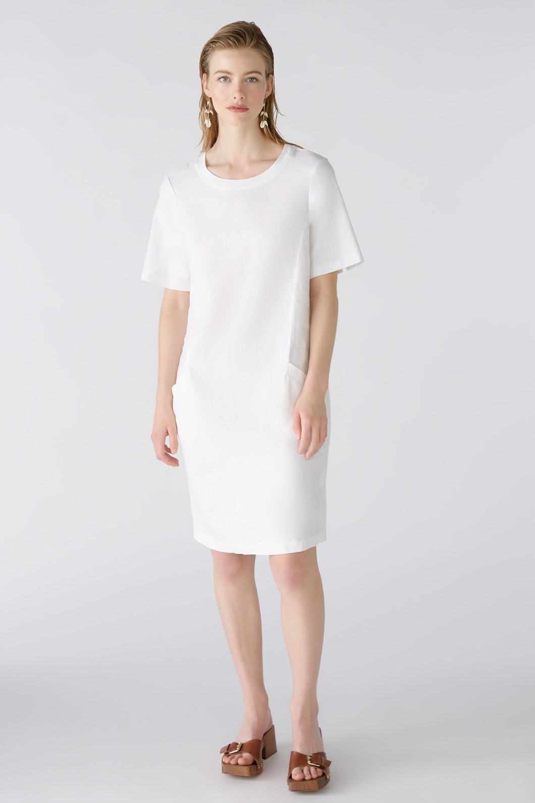Oui - Linen Dress in White