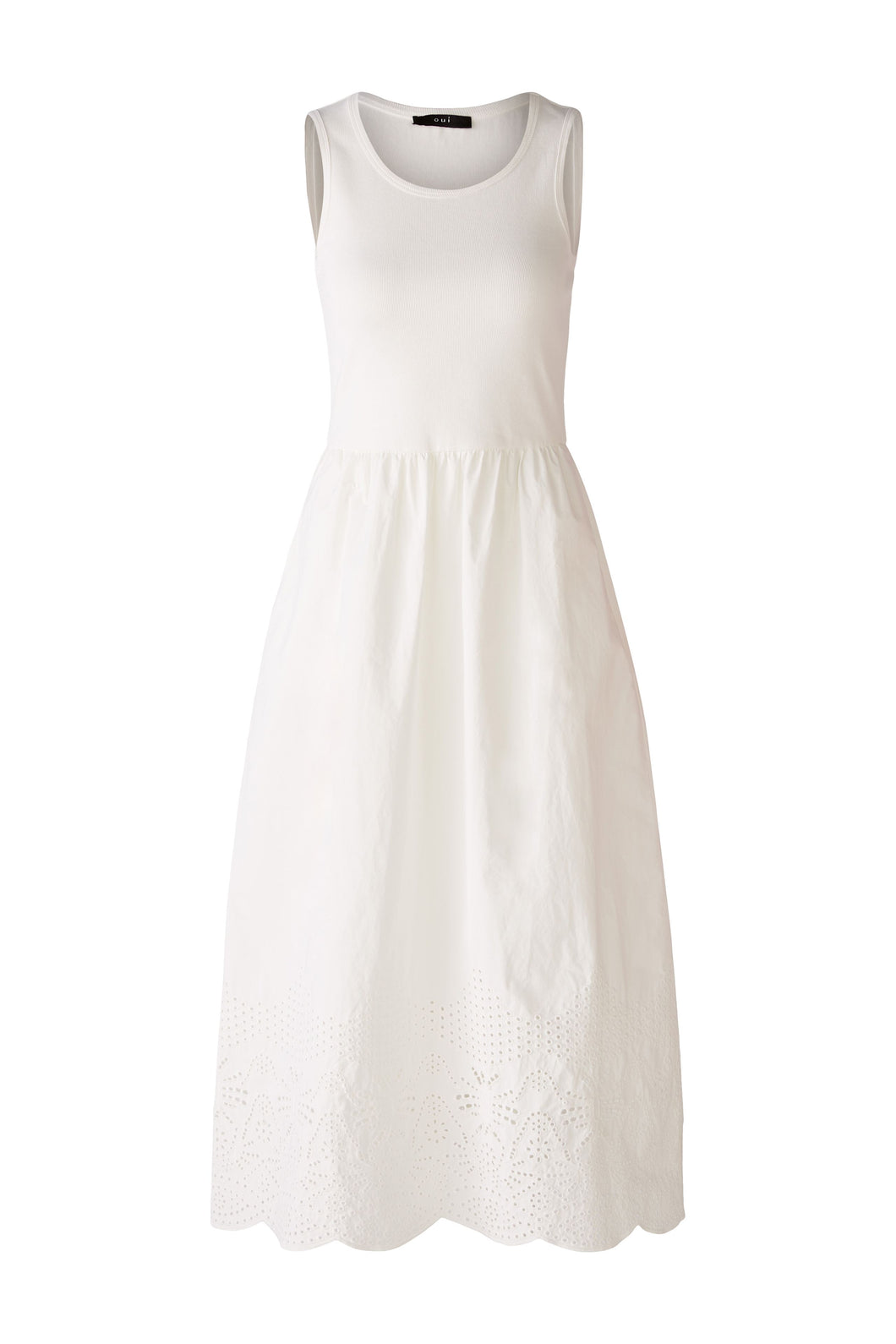 Oui - Embroidered Skirt Day Dress in White