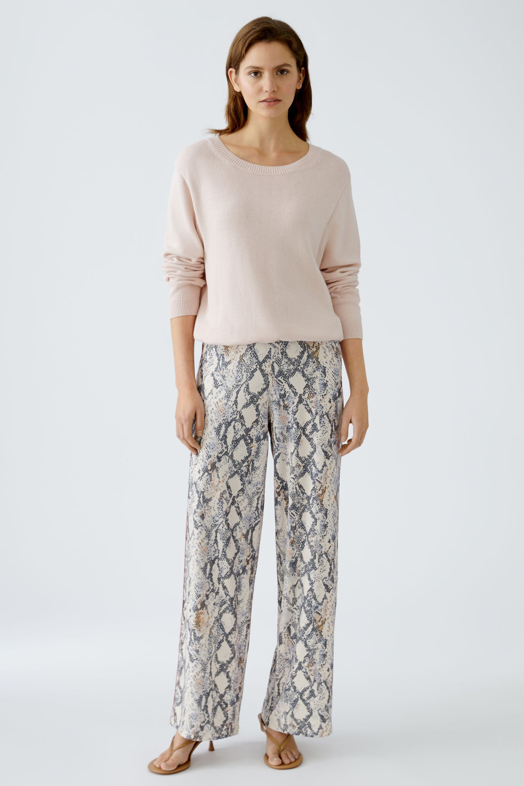 Oui - Wide Leg Trouser in Stone