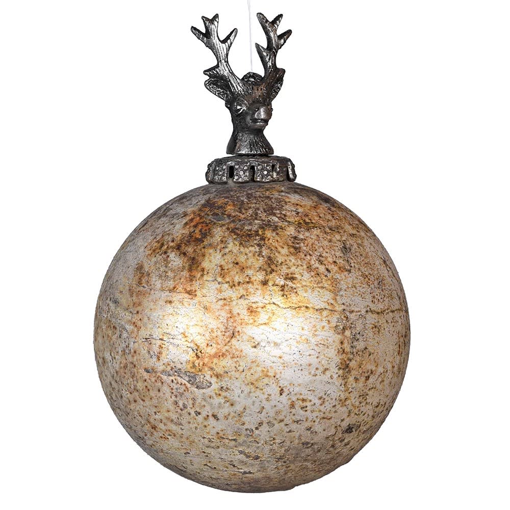 Crackle Gold Reindeer Bauble