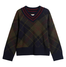 Load image into Gallery viewer, Barbour - Tartan V Neck Jumper in Navy
