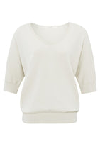 Load image into Gallery viewer, Yaya - Soft V-neck sweater with half sleeves and stitched details
