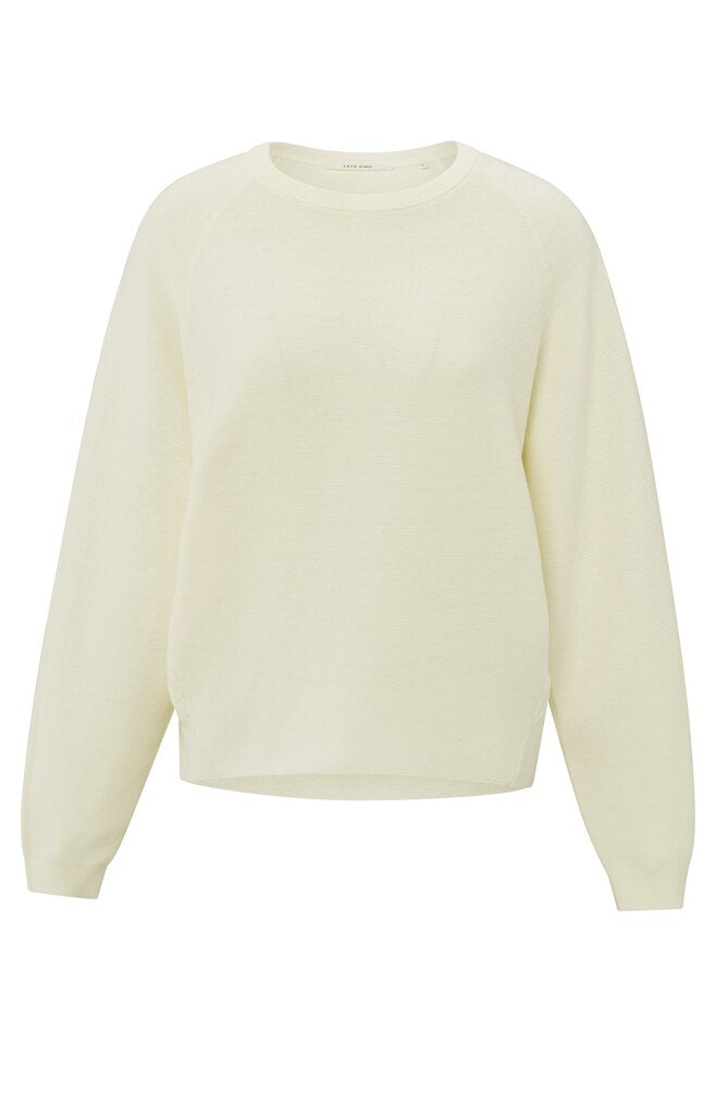 Yaya - Soft sweater with seam details in Beige