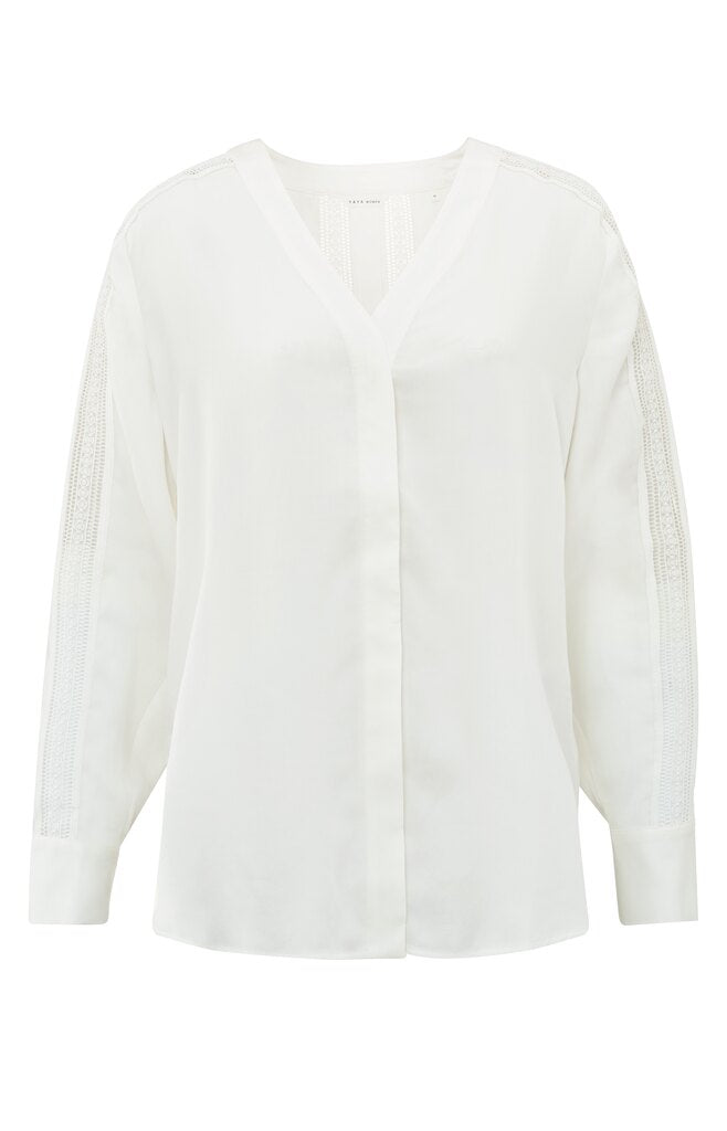 Yaya - Blouse with V-neck, long detailed sleeves and buttons