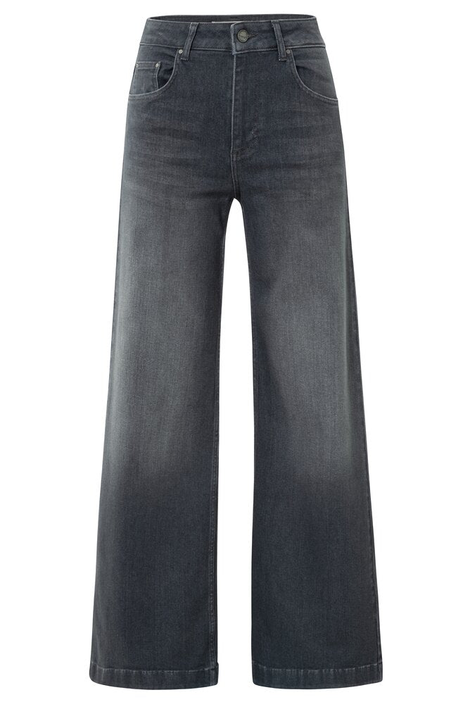 Yaya - Loose fit jeans with high waist and wide legs in Graphite