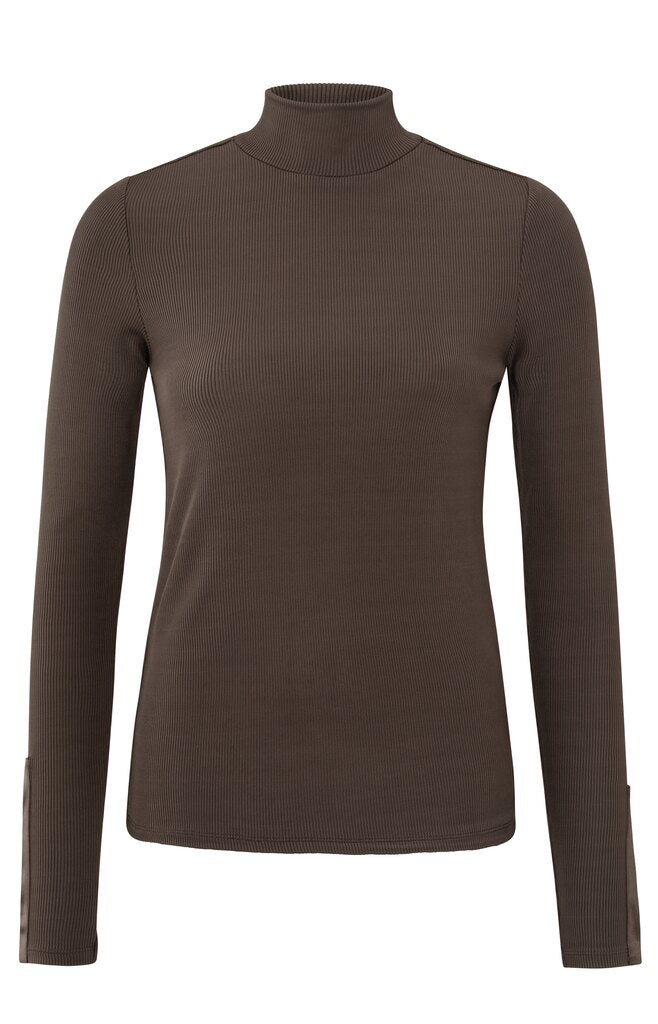 Yaya - Fine knit turtleneck with long sleeves and buttons