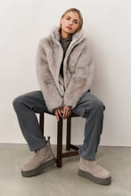 Load image into Gallery viewer, Yaya - Faux fur jacket with stand-up collar
