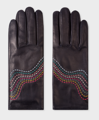 Ps Paul Smith - Leather Gloves With 'Swirl' Stitching Details