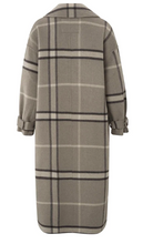 Load image into Gallery viewer, Yaya - Long check coat with long sleeves, pockets and buttons - Roasted Cashew Brown Dessin
