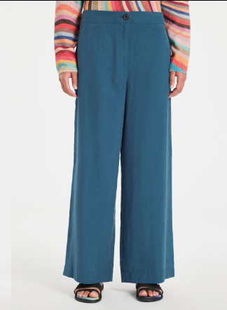 Ps Paul Smith - Teal Wide Leg Cropped Trousers