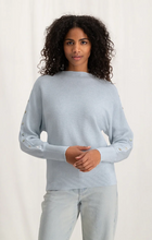 Load image into Gallery viewer, Yaya - Sweater with boatneck, long sleeves and button details in Blue
