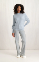 Load image into Gallery viewer, Yaya - Sweater with boatneck, long sleeves and button details in Blue
