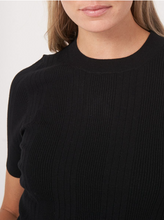Load image into Gallery viewer, Repeat - Short Sleeve Rib Knit Top in Black
