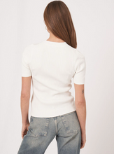 Load image into Gallery viewer, Repeat - Short Sleeve Rib Knit Top in White
