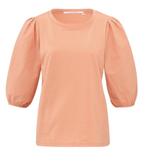 Load image into Gallery viewer, Yaya - Jersey top with round neck and woven half long sleeves
