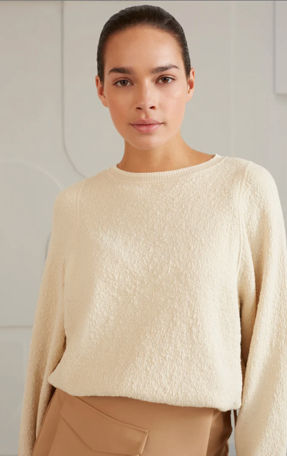 Yaya - Textured sweater with crewneck, long sleeves and rib details
