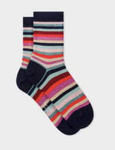 Load image into Gallery viewer, Ps Paul Smith - Women&#39;s Navy Glitter &#39;Swirl Stripe&#39; Socks
