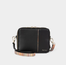 Load image into Gallery viewer, Ps Paul Smith - Women&#39;s Black Leather &#39;Signature Stripe&#39; Camera Bag
