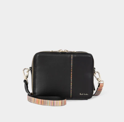 Ps Paul Smith - Women's Black Leather 'Signature Stripe' Camera Bag