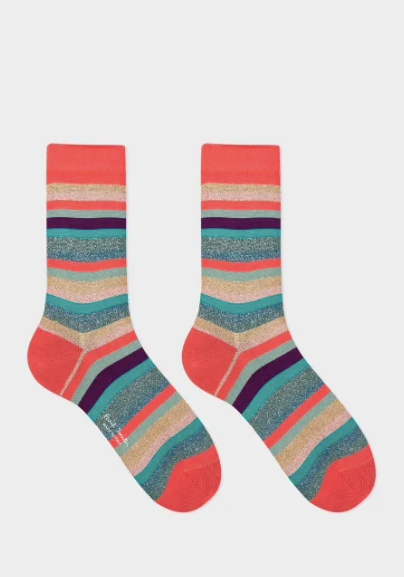 Ps Paul Smith - Women's Multicolour Glitter 'Swirl Stripe' Socks