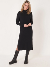 Load image into Gallery viewer, Repeat - Super fine rib knit dress with stand collar in Anthracite
