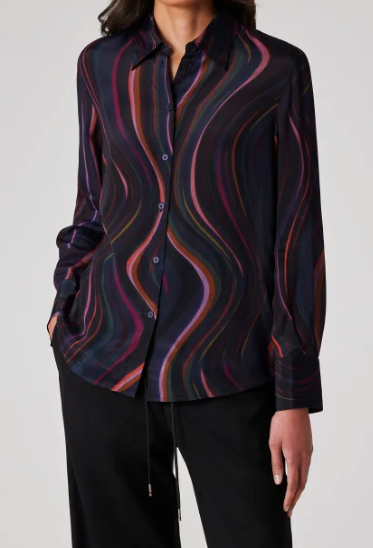 Ps Paul Smith - Women's 'Midnight Swirl' Satin Georgette Shirt