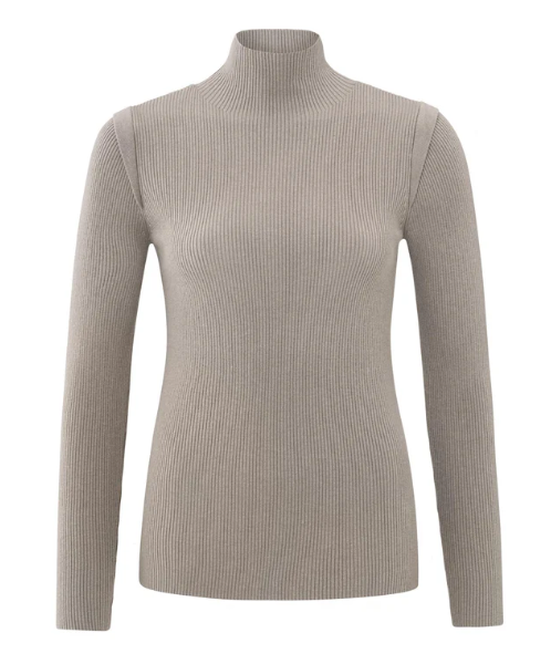 Yaya - Sweater with high neck and long sleeves in ribbed fabric