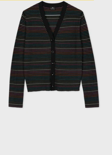 Ps Paul Smith - Women's Black Multicoloured Stripe Cardigan